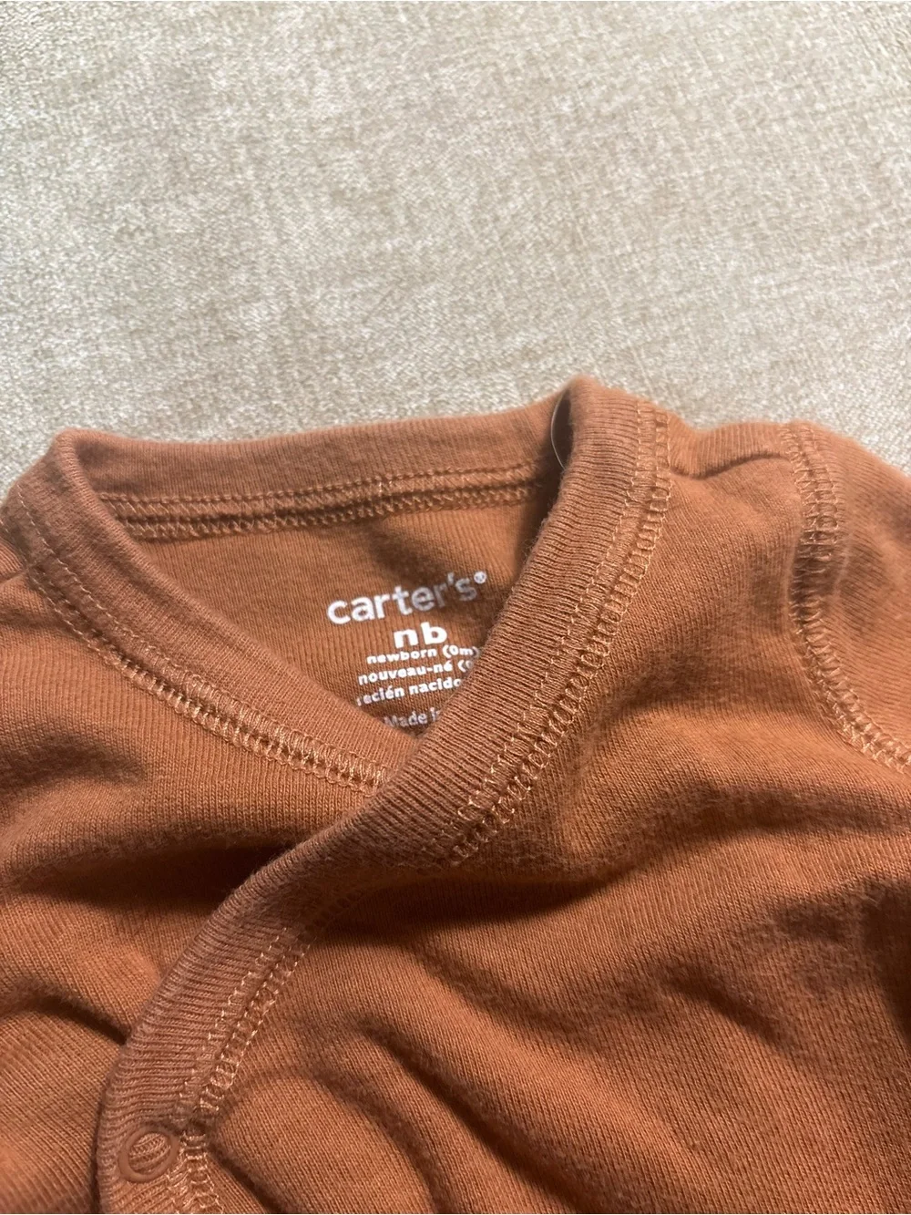 Carter's Rust/Muted Orange Long-Sleeve Wrap-Front Baby One-Piece